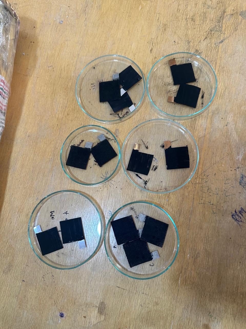 Electrode sample variants ready for testing
